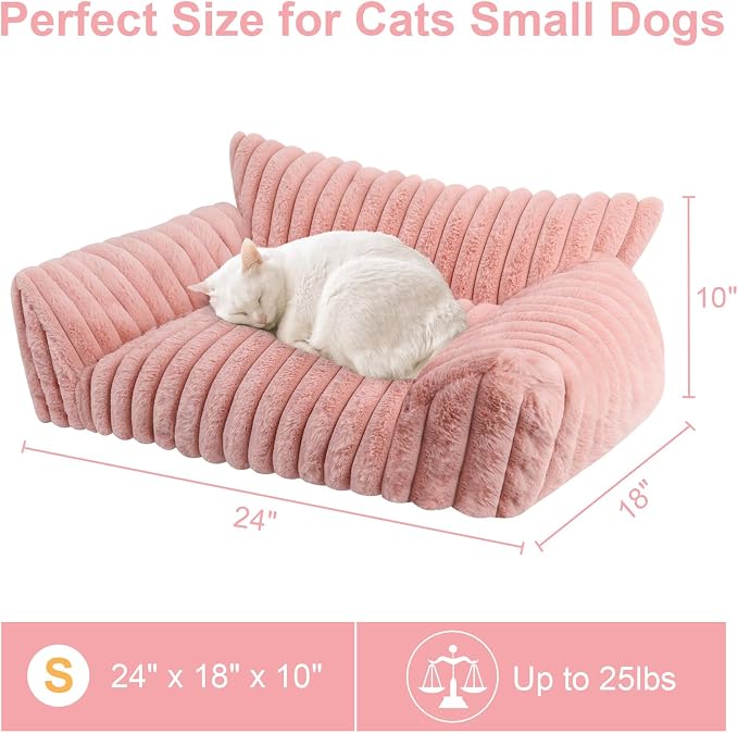 Cute Cat Couch Bed for Indoor Cats, Fluffy Pet Cat Sofa - Image 5