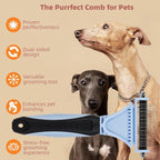 3PCS Cat & Dog Brush Set: Slicker & Deshedding Brush, Dematting Comb, and Bath - Image 2