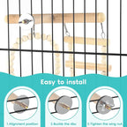 5in1 Bird Perch Ladder with Swing, Natural Wood Parrot Perches Platform with - Image 4