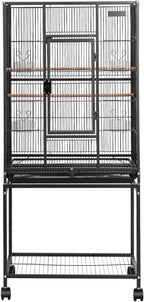VEVOR Bird Cage, 24.6 x 16.7 x 53.9 inch, Flat Top, Wrought Iron Bird Flight - Image 9