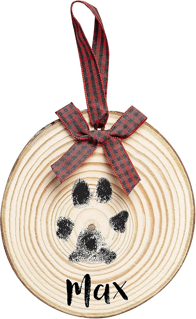 Pearhead Rustic Wood Paw Print Christmas Tree Ornament, Dog or Cat Pawprint by Pearhead