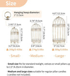 NUPTIO Decorative Candle Lanterns White: 3 Pcs Distressed White Metal Bird Cage - Image 6