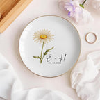 Personalized Floral Jewelry Dish, Engaged Ring Dish, Custom Trinket Dish - Image 3