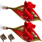 WILLBOND 2 Pcs Red Silicone Betta Fish Bed Leaf Hammock Betta Fish Tank by Willbond+Technology+Limited