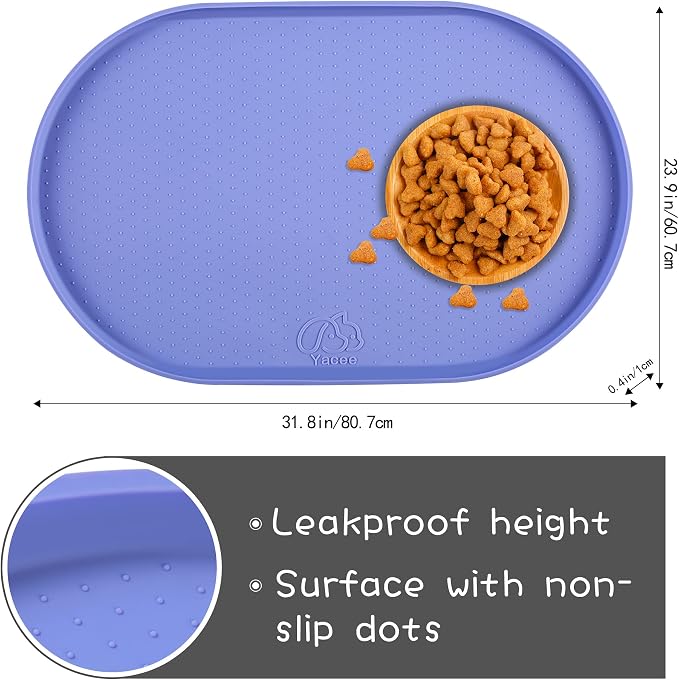 100% Waterproof 1.0" Raised Edge BPA Free Silicone Dog Food Mat, Pet Cat - Image 2