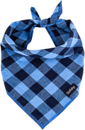 Boy Dog Bandana Small-Blue Black Dog Scarf Buffalo Plaid Printing Adjustable by Gofshy