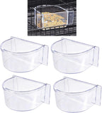 Lot of 4 Bird Cage Clear Plastic Seed Water Feeder Cups by Mcage