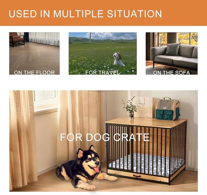 VANKEAN Dog Crate Mat Reversible Cool and Warm, Stylish Dog Bed - Image 6