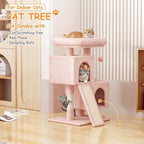 34'' Small Cat Tree with 2 Condos, Sisal Scratching Posts & Board, Sturdy Light - Image 2