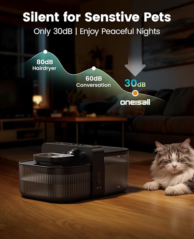 oneisall Wireless Filterless Cat Water Fountain, Separate Clean and Dirty Water - Image 6