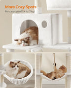 Feandrea Cat Tree, 81.1-Inch Large Cat Tower, 2 Perches, 2 Caves, Cream White - Image 4
