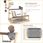 Bird Playground Natural Parrot Toys Perch Stand Cockatiel Swing - Image 3
