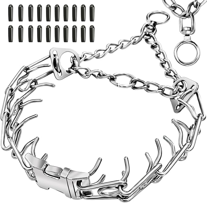 Stainless Steel Dog Collar, Tangle-Free 360° Swivel Collar by UPDOPEF