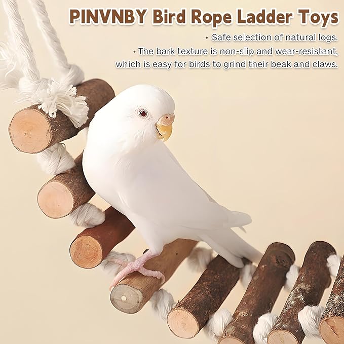 PINVNBY Bird Parakeet Toys, Bird Rope Ladder Swing Hammock Toys, Made of - Image 3