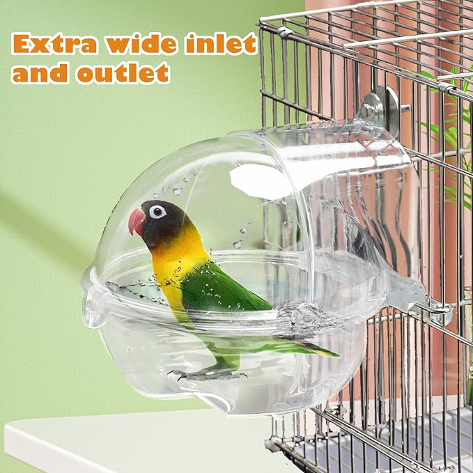 kathson Bird Bath Box for Cage Parakeet Bath Tub Parrot Hanging Bathtub Cube - Image 4
