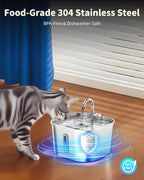 Cat Water Fountain Stainless Steel, 74oz/2.2L Automatic Cat Drinking Fountain - Image 3