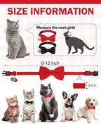 Cat Collar Breakaway with Bells, Soft Cotton Red Cat Bowtie Collar - Image 7