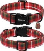 DOGWONG Christmas Plaid Dog Collar, Cute Adjustable Red Collar - Image 2