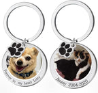 Custom Pet Photo Keychain Personalized Photo Pawprint Dog Tag Keychain Engraved - Image 5