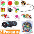 21 Pcs Cat Toys for Indoor Cats Collapsible Cat Tunnel Interactive Feather - Image 2