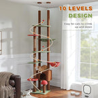 PETEPELA Floor to Ceiling Cat Tree, Adjustable 90.5''-100.4'' Cat Tower - Image 8