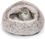 CATISM Plush Hooded Cat Bed, Calming Nest, Self-Warming Cave, Cozy Pod by Petsfriend