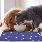 Dog Food Mat, Absorbent Water Bowl Mats Cat Pet Feeding Placemats Dark Blue 16 - Image 7