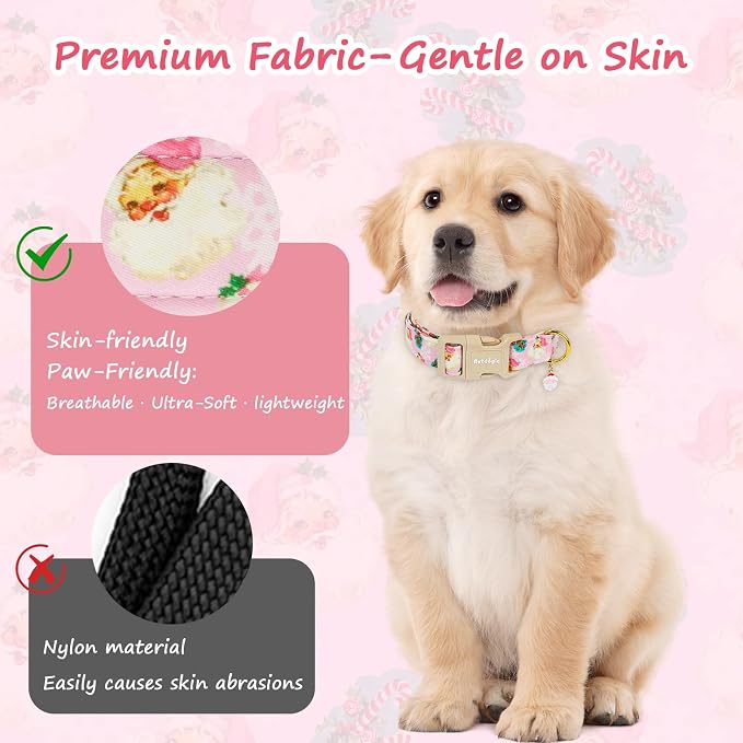 Christmas Dog Collar for Extra Small Dogs, Adjustable Poly-Cotton Fabric Collar - Image 4