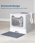 Cat Litter Box with Litter Mat and Scoop, Large Covered Litter Box with Lid - Image 7