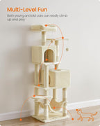 Feandrea Cat Tree, 59.5-Inch Tall Cat Tower, Plush Multi-Level Condo - Image 3