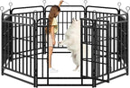 Dog Fence Outdoor 8 Piece Panels 32" Height, Square Steel Pipe by Committedtobetterpetlife