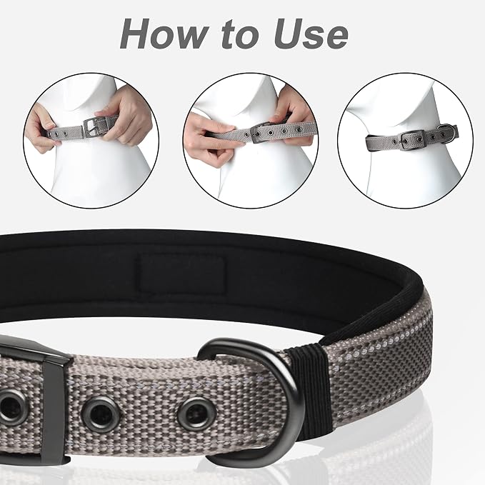 PetiFine Dog Collar for Large Dogs, Neoprene Padded and Adjustable, Reflective - Image 6