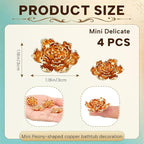 4 Pcs Peony Shape Bird Bath Copper Disk Accessories, Brass Bird Bath - Image 2