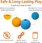 Amazon Basics Interactive Bouncy Durable Rubber Dog Toy Balls, 3 inch - Image 2