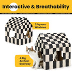 Cardboard Cat House with Scratch Pad & Catnip, Cat Play Scratching House - Image 2