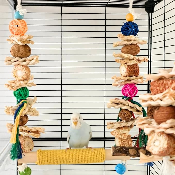 Bird Swings Toys for Parakeets Parrot, Natural Bird Perch Cage Hanging Chew - Image 8