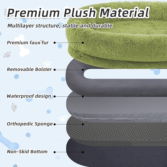 Human Dog Bed, Washable Faux Fur Pet Bed - Image 4