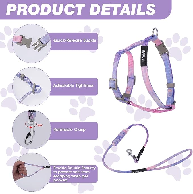 Cat Harness and Leash for Walking Escape Proof Adjustable Soft Harnesses and - Image 5