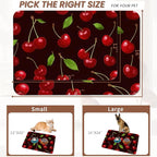 Red Cherry Pet Feeding Mat, Absorbent Quick-Dry Cat Dog Food and Water Bowl Mats - Image 2