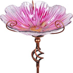 MUMTOP 31 Inch Height Glass Birdbath Birdfeeder by MUMTOP
