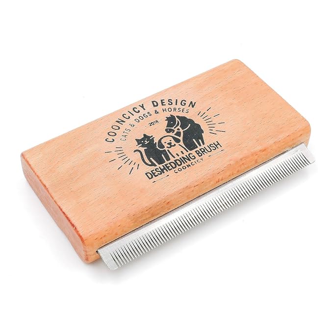 Deshedding Dog Brush with Wood Handle, Grooming Brush by Cooncicy