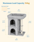 24in Cat Tree Tower with Scratching Post, 19 * 16.5in Window Perch Bed - Image 7