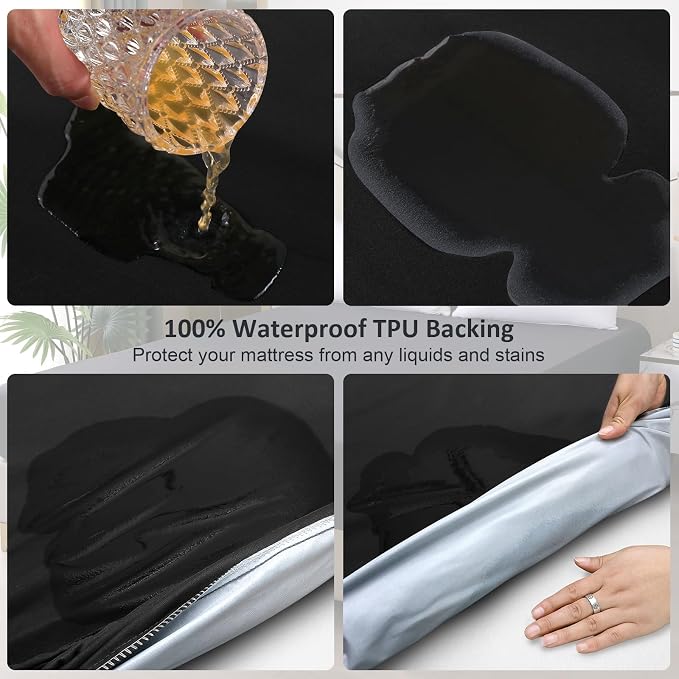 Waterproof Mattress Protector Full, Fitted Sheet Style Breathable Mattress Cover - Image 3