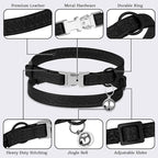 Leather Cat Collar with Buckle and Removable Bell - Image 5