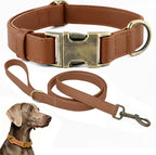 Dog Collar and Leash Set, Leather Silicone Waterproof Odor-Proof Dog Collar and by Ben+%26+Fellows