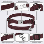 Leather Cat Collar with Buckle and Removable Bell - Image 5