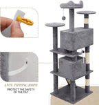 Athena Collection Cat Tree, 62 Inch Cat Tree Tower - Image 7