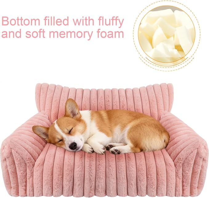 Cute Dog Cat Couch for Medium Large Dogs, Fluffy Pet Sofa Dog Couch Bed - Image 3