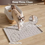 Cat Litter Box Mat, Silicone Kitty Litter Mat, Light Gray - Image 3