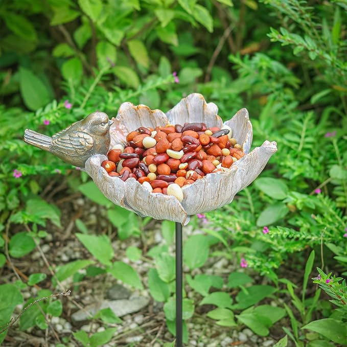 MUMTOP Outdoor Antique Bird Bath Small Flower Bird Baths Bowl Resin Birdbaths - Image 6
